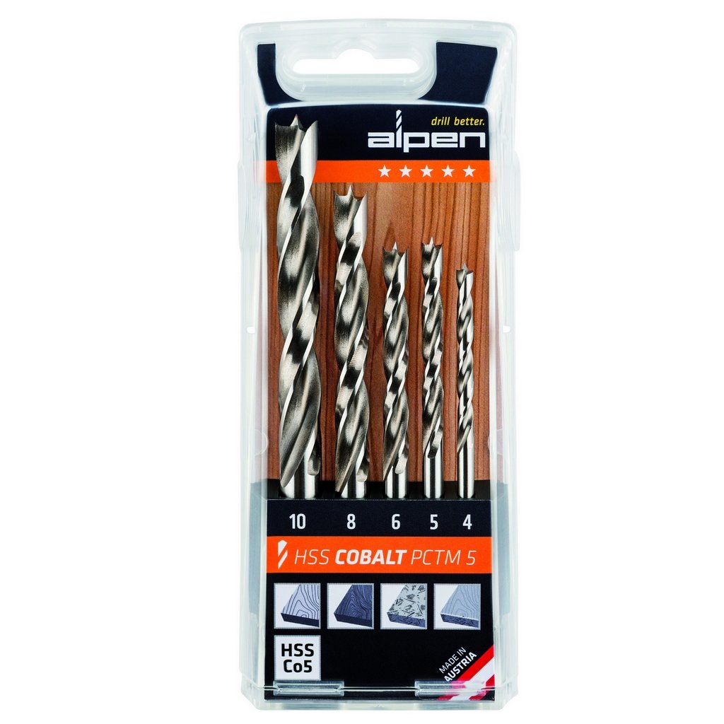 Alpen 63300005100 HSS-Co5 PCTM "Profi Holz" Dowel Drills, Grey