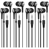 TRAHOO-100 Pack Bulk Earbuds For Kids Students Children Classroom Ear Buds Class Set Headphones Multipack School Earphones Individually Bagged Black Whit