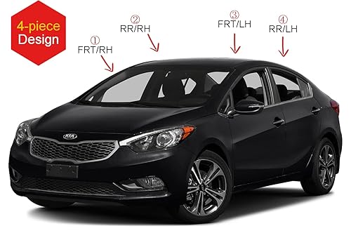 Perfect Fit Rain Guards & Sun Visors For Kia Forte 2014-2018 - Gloss Black, Easy Adhesive Install