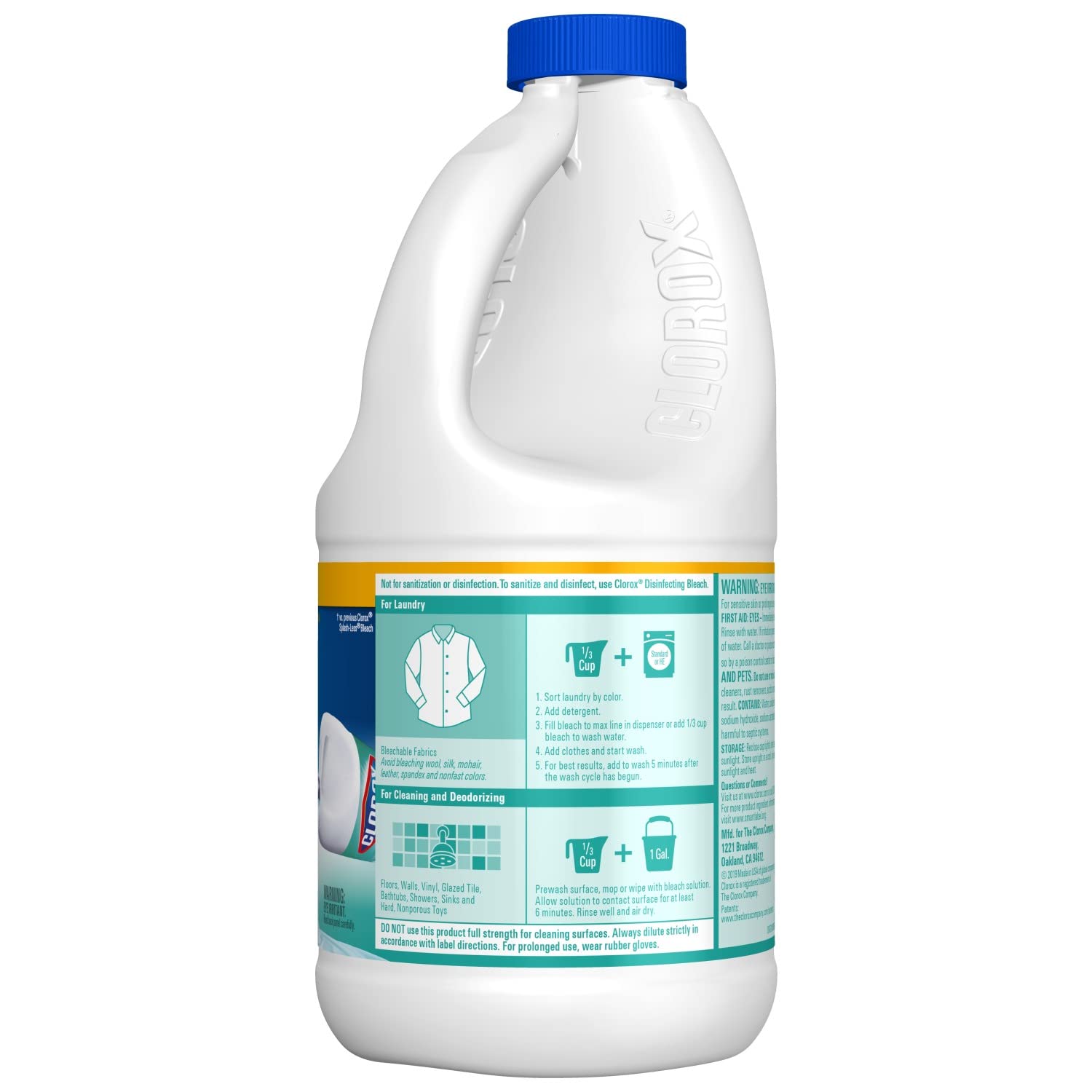 Clorox Splash-Less Bleach, Concentrated Formula, Clean Linen, 40 Ounce Bottle - Pack of 2 (Package May Vary)