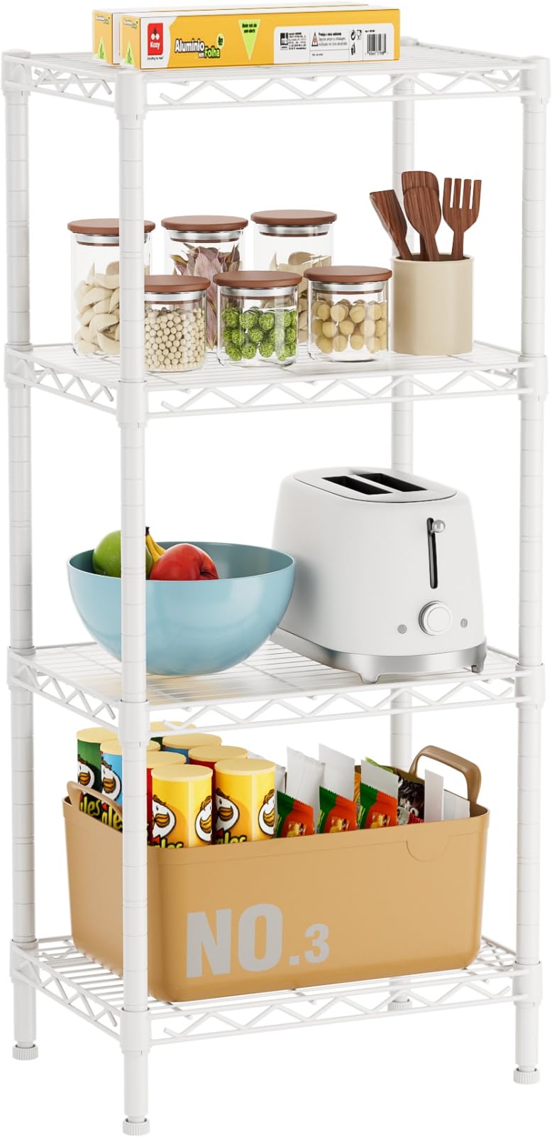 Photo 1 of Golpart 4 Tier Adjustable Storage Shelves,Heavy Duty Metal Utility Shelf Wire Shelving Unit Organizer Rack for Home Kitchen Office Bathroom Pantry Room 12" D x 18" W x 44.5" H