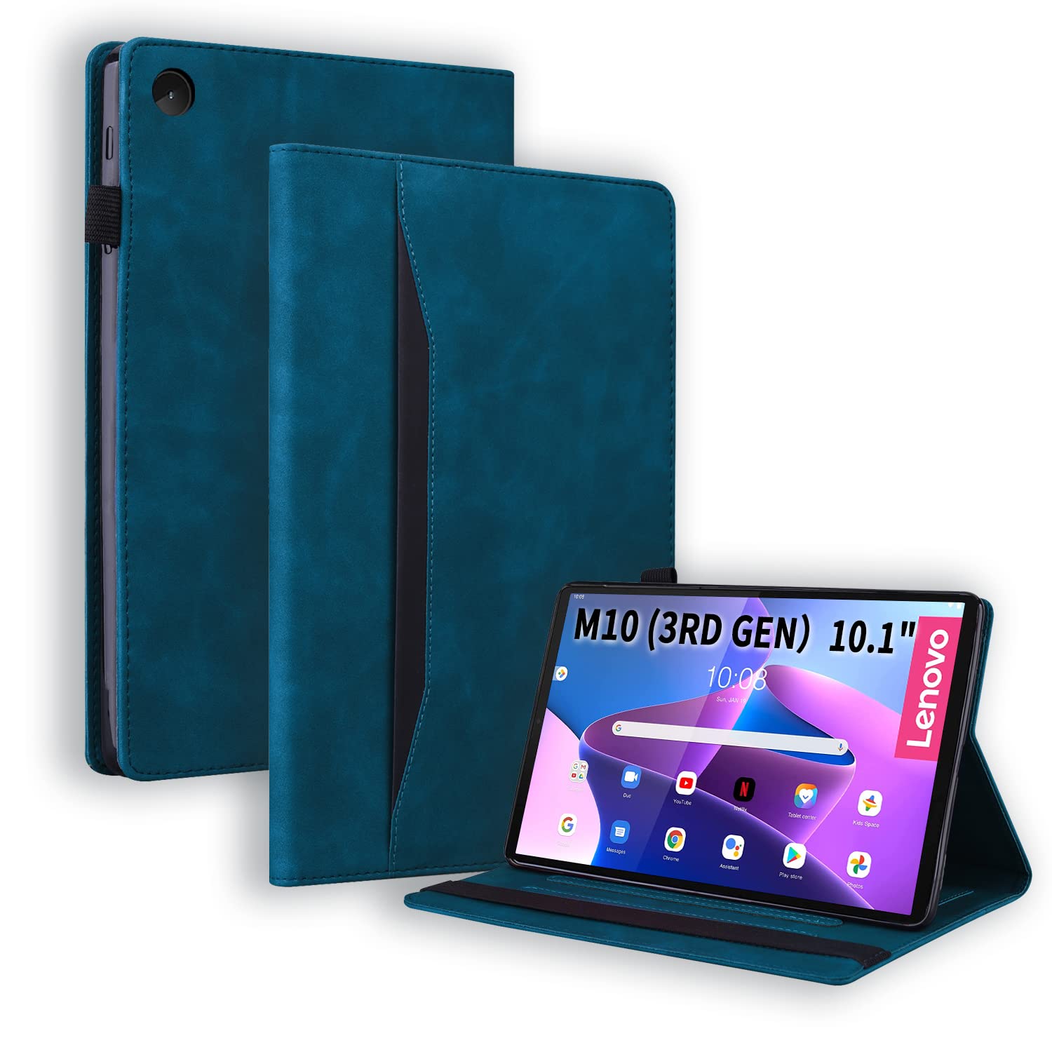 Auslbin Case for Lenovo Tab M10 3rd Gen (2022) 10.1" PU Leather Cover with Stand Function Protective Tablet Case, not for Lenovo Tab M10 Gen 1&2 Blue