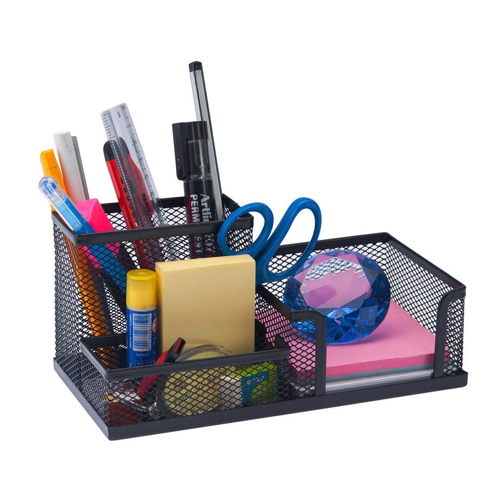 FLYMUG Multifunction Metal Mesh Office Desk Table Tidy Shelf Stand