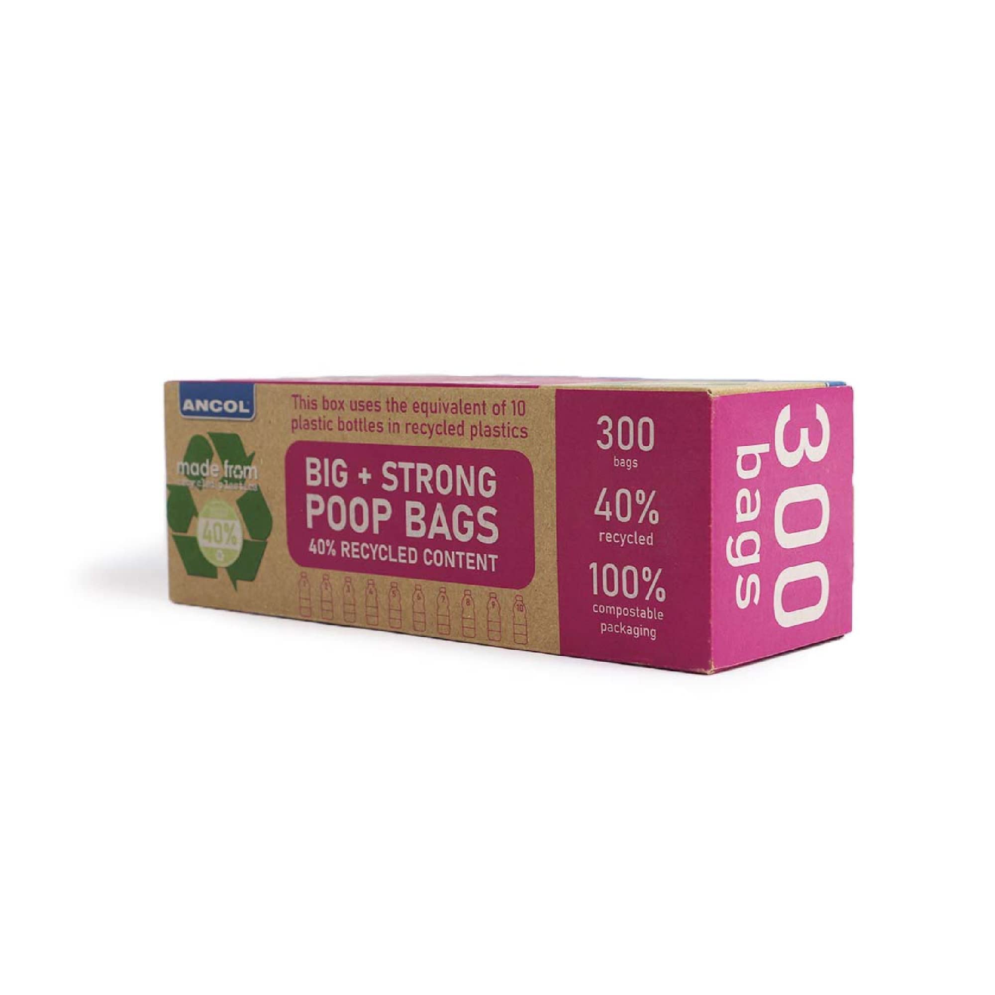 Ancol Made From Scented Dog Puppy Waste Bags Green - Giant Roll Eco Friendly Recycled Ocean Bound Plastic Poop Bags - Compostable Packaging - Fresh Fragrance - Pack of 300