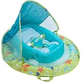 SwimWays Infant Baby Spring Float with Adjustable Sun Canopy - Green