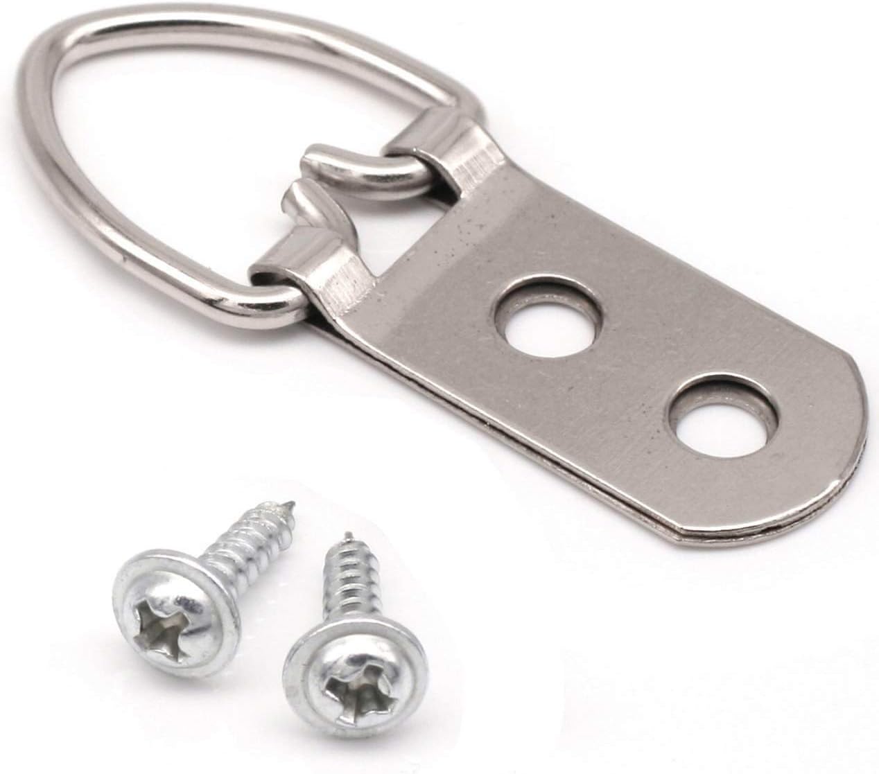 50 Pack Heavy Duty Steel D-Ring Picture Hangers with Screws for Hanging Clock Paintings Artwork Picture Frame Hook Photo Mirrors - Pro Quality Double Hole D-Rings