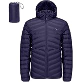 CAMEL CROWN Men Packable Down Jacket Hooded Lightweight Puffer Insulated Coat for Travel Outdoor Hiking