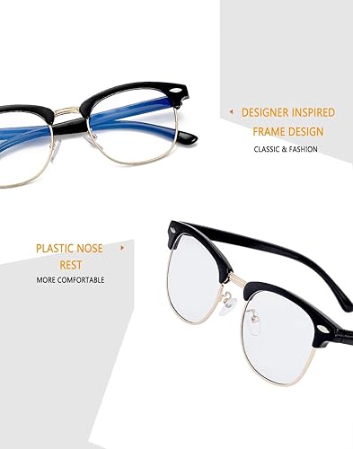 Blue Light Blocking Glasses for Women Men Semi-Rimless Frame Fake