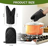 AUAUY 1 Pair Short Neoprene Cotton Oven Mitts Black Non-Slip Loop view 2