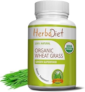 Organic Wheat Grass Whole Leaf 500mg Tablets Pills | Energy, Detox, Immune Support Alkalize Green Superfood Supplement | Non-GMO Gluten Free (240 Tablets)
