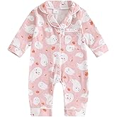 Balaflyie Baby Girl Button Down Pajamas Romper One-Piece Jumpsuit Long Sleeve Sleeper Infant Sleepwear