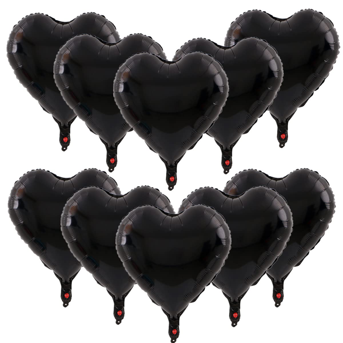 Zhiheng 10pcs Heart Balloos for Party Decoration,18inch Heart Shaped Foil Balloons for Birthday,Christmas,Graduation,Wedding Party Accessories (Black)
