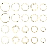 HOBBIESAY 40Pcs 10 Styles Golden Linking Rings Alloy Circle Charms Round Hollow Connectors Metal Twist Ring Charms for DIY Necklace Bracelet Dangle Earring Jewelry Making Crafts