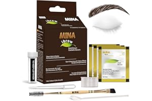 MinaiBrow Tint Kit Dark Brown | Natural Spot Coloring Brow Tinting Powder with Duo Angled Brush | Water & Smudge Proof Tint, Instant Brow Dye Kit, 100% Gray Converge