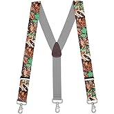 Suspender Store Novelty Pattern Trigger Snap Suspenders - 1.5-Inch Wide Elastic - Y-Back - 4 Sizes Includes Big & Tall