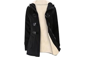 Gihuo Winter Jackets for Women Sherpa Lined Jacket Women Duffle Toggle Coat Hooded Fleece Jacket
