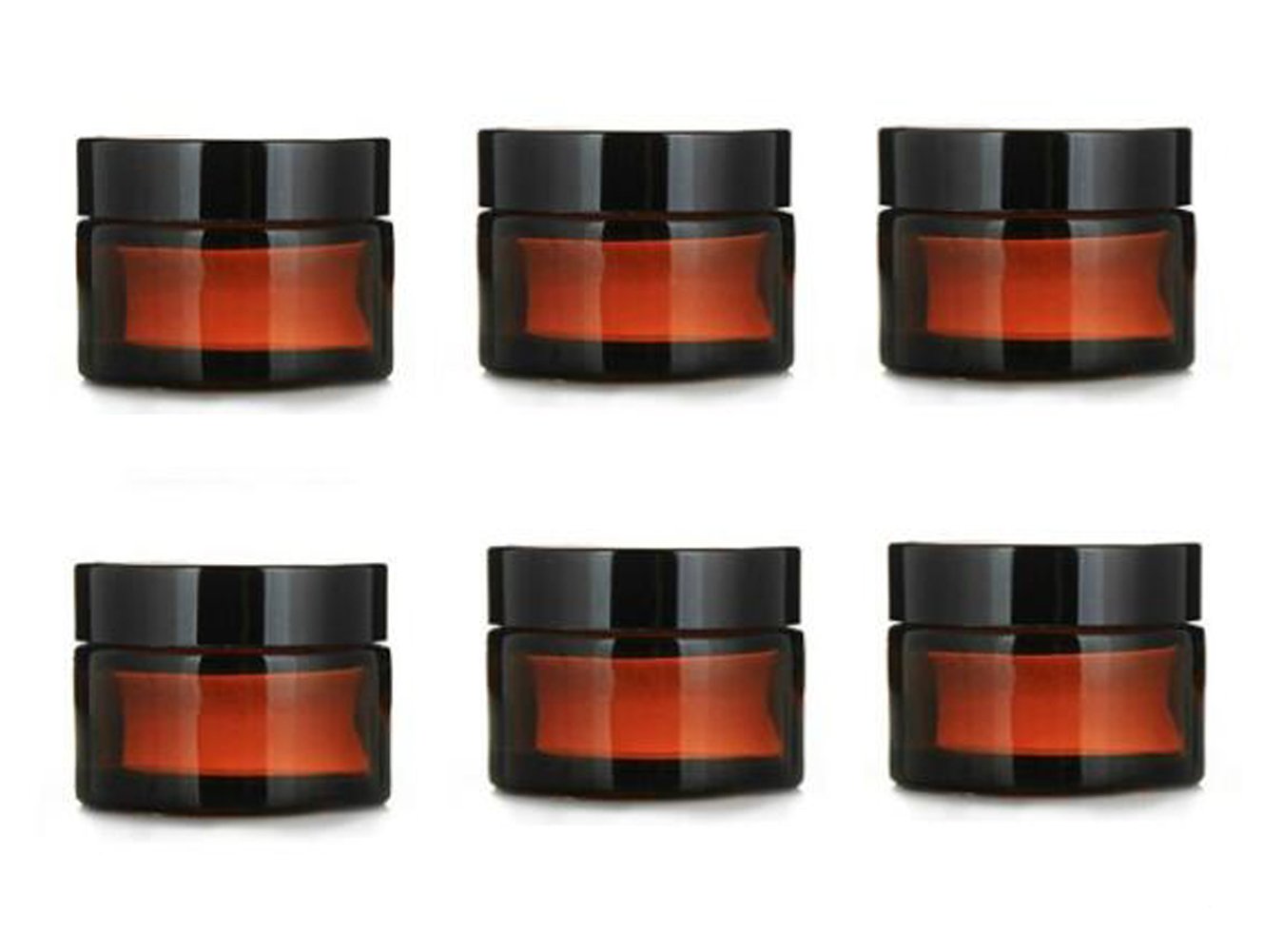 6PCS 10ml Amber Glass Jar Empty Refillable Cosmetic Face Cream Lip Balm Storage Jars Bottle Container Pot with Liners and Screw Black Lid for Make up Essential Oils Lotion