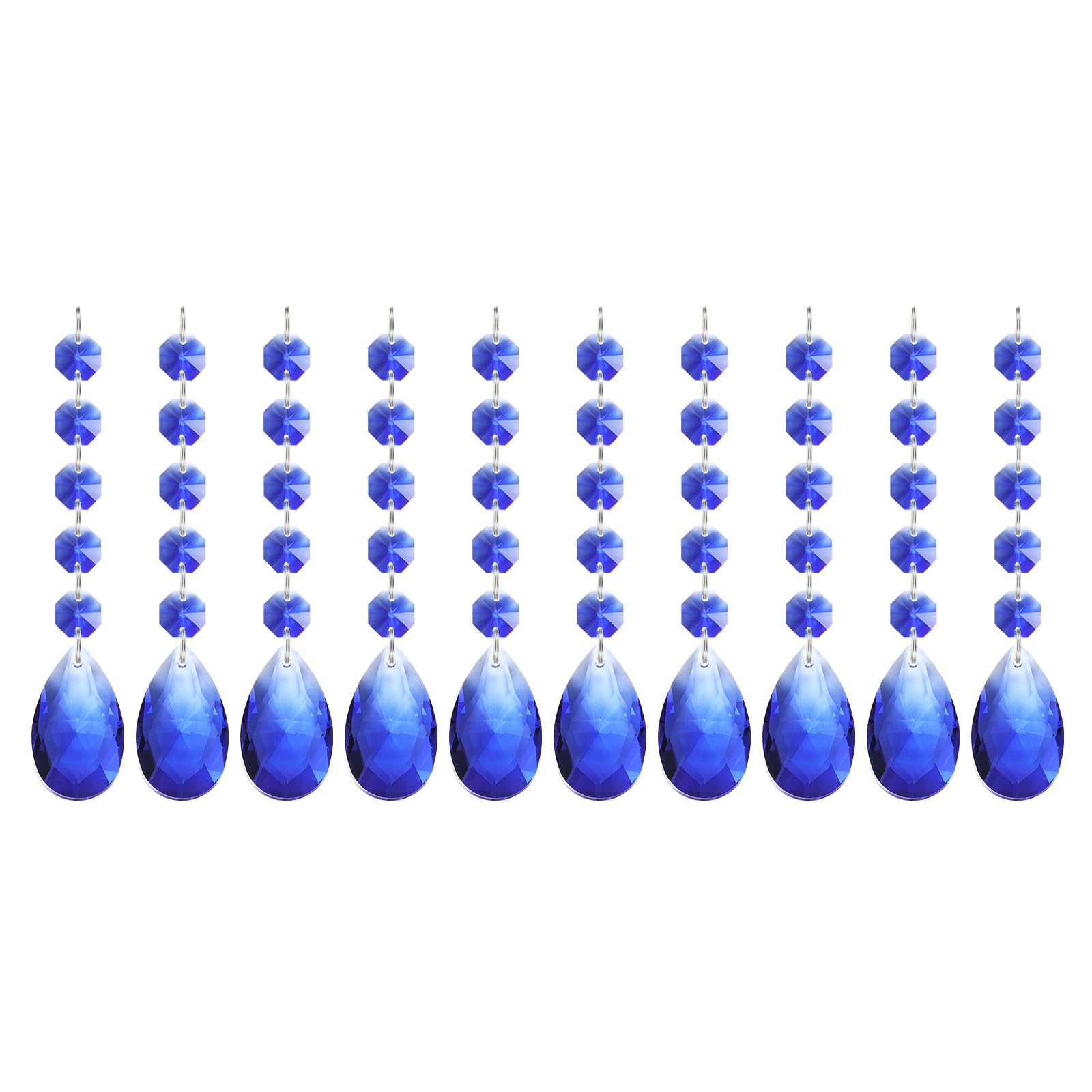 PATIKIL Teardrop Crystal Chandelier Pendants Beads, 10 Pack 145mm Length 38mm Chandelier Prisms Parts Ornaments Hanging Beads for DIY Arts Crafts Decoration, Blue