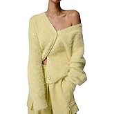 Wyeysyt Womens Fuzzy Cardigan Sweater V Neck Button Down Oversized Casual Furry Sweater 2026
