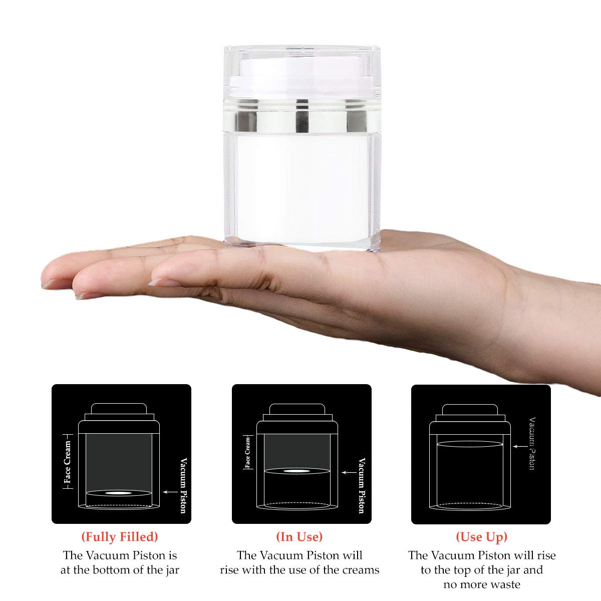New Kleem Organics Empty Airless Cosmetic Container – The Best Airless Jar for Your Cosmetics (1.7 fl. oz) : Beauty