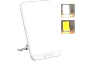 Wobrikosee Light Therapy Lamp, Ultra-Thin UV-Free 10000 Lux Therapy Light, Timer Function, Adjustable Brightness Levels, Two Color Temperature, 90° Rotatable Stand for a Happy Life
