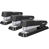 �鶹�� Basics Full-strip Metal Office Desktop Stapler, 20 Sheet Capacity, 3 Pack, Black
