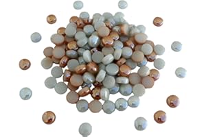 EDFLIFE 12mm Round Mosaic Tiles for Crafts, 7oz White Gold Glass Mosaic Pieces for Art Supplies, Mosaic Making Kit for DIY Hobbies Children Handmade Home Decoration Art Projects (White Gold)…