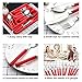 Moxinox 48 Piece Flatware Set Silverware Tableware Plastic Handle Steak Knife Spoons Forks Knives Box Fork with Cutlery Tray (Red)