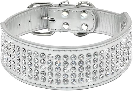 rhinestone leather dog collars