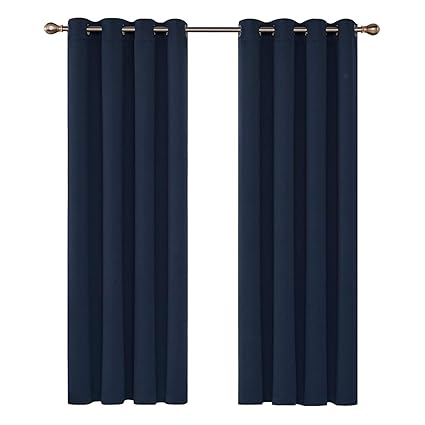 Deconovo Door Curtains Thermal Eyelet Curtains Ring Top Blackout