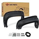LAX Pocket Bolt-Riveted Rugged Style Fender Flares, for 2007-2013 GMC Sierra 1500 5'8'' Bed, Paintable Smooth Matte Black Whe