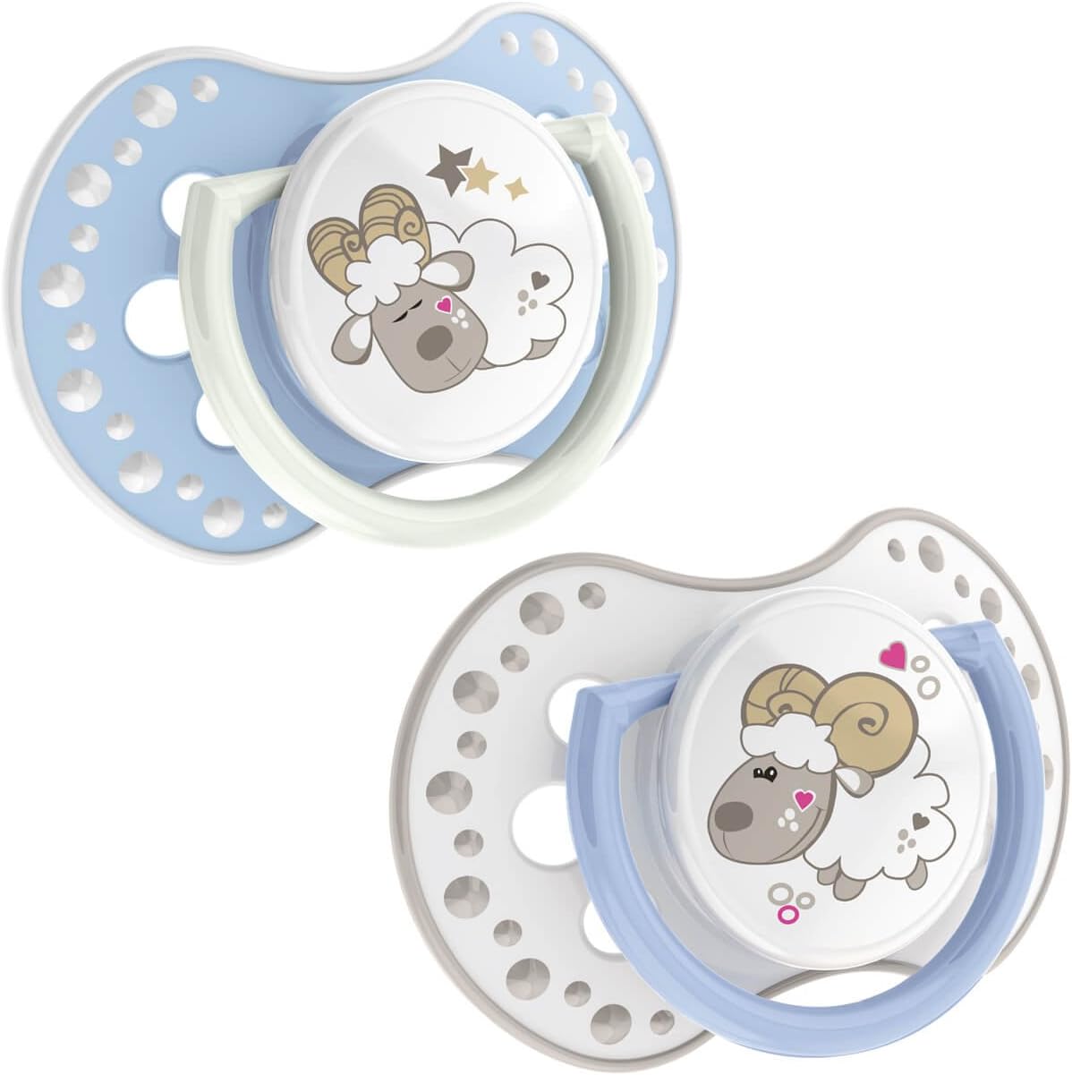 LOVI22/Night & Day 809BOY Dynamic Silicone Dummy Orthodontic, 0 3 Months, 2 Pieces, BPA, Nachtleuchtender Ring, Blue
