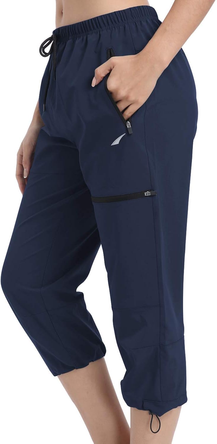 VAYAGER Women's Outdoor Hiking Capri Pants Loose-Fit Joggers Lightweight Cargo Pant with Zipper Pockets : Clothing