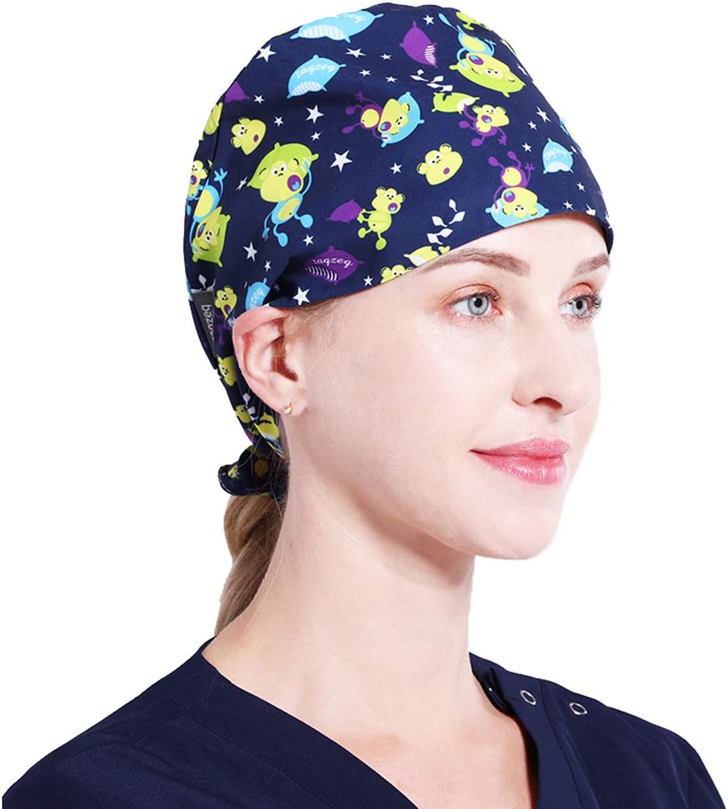 Doctor Surgical Scrub Hat Nurse Scrub Cap Medical One Size Multiple Color for Women Men (E)