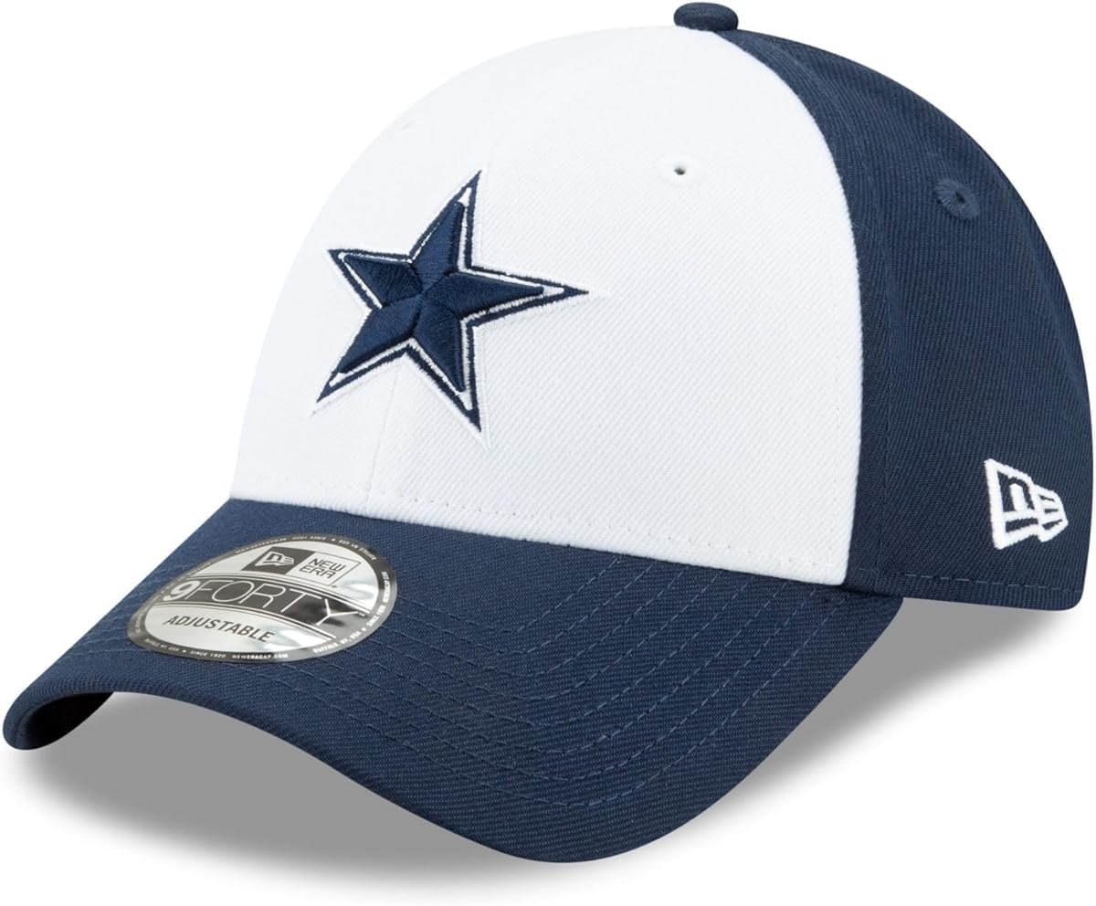 New Era NFL The League 9FORTY Adjustable Hat Cap One Size Fits All (US, Alpha, One Size, Dallas Cowboys White Navy) Image