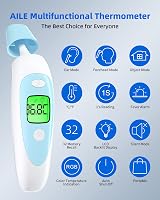 AILE Digital Thermometer 3 in 1 Forehead Ear Object CE ISO MHRA view 2