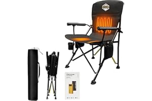 AFANSO Heated Camping Chair, Portable Heated Camp Chair with 20000mAh Battery Pack, Heavy Duty Heated Folding Chair with 3 Heating Levels for Outdoor, Lawn, Ice Fishing, Soccer, Football Chair