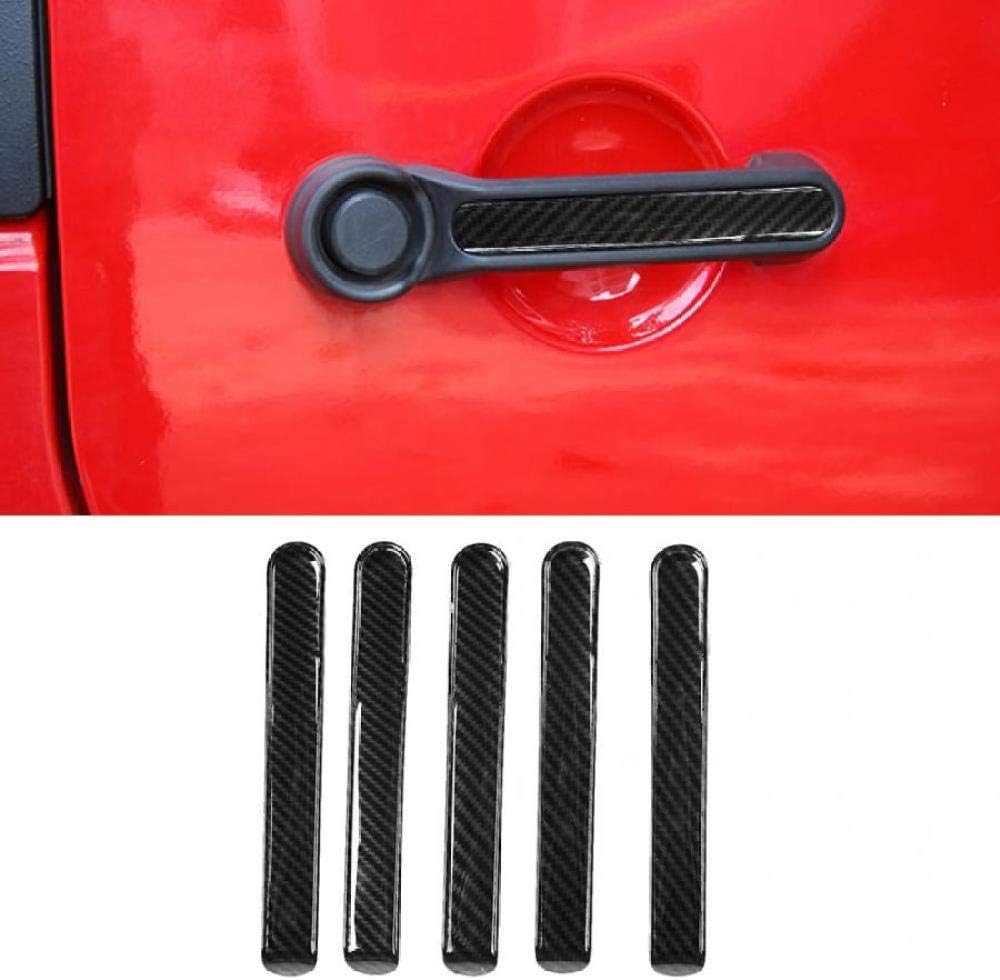 DHFBS Car button frame For Jeep Wrangler J K 2007-2017, 5pcs Carbon Fiber Texture Door Handle Trim Strips 4 Doors Car Door style accessories