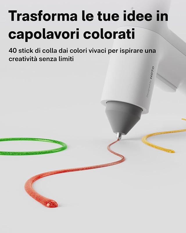 Pistola Colla a Caldo Senza Fili, Auto Erogazione, 40 Stick di Colla