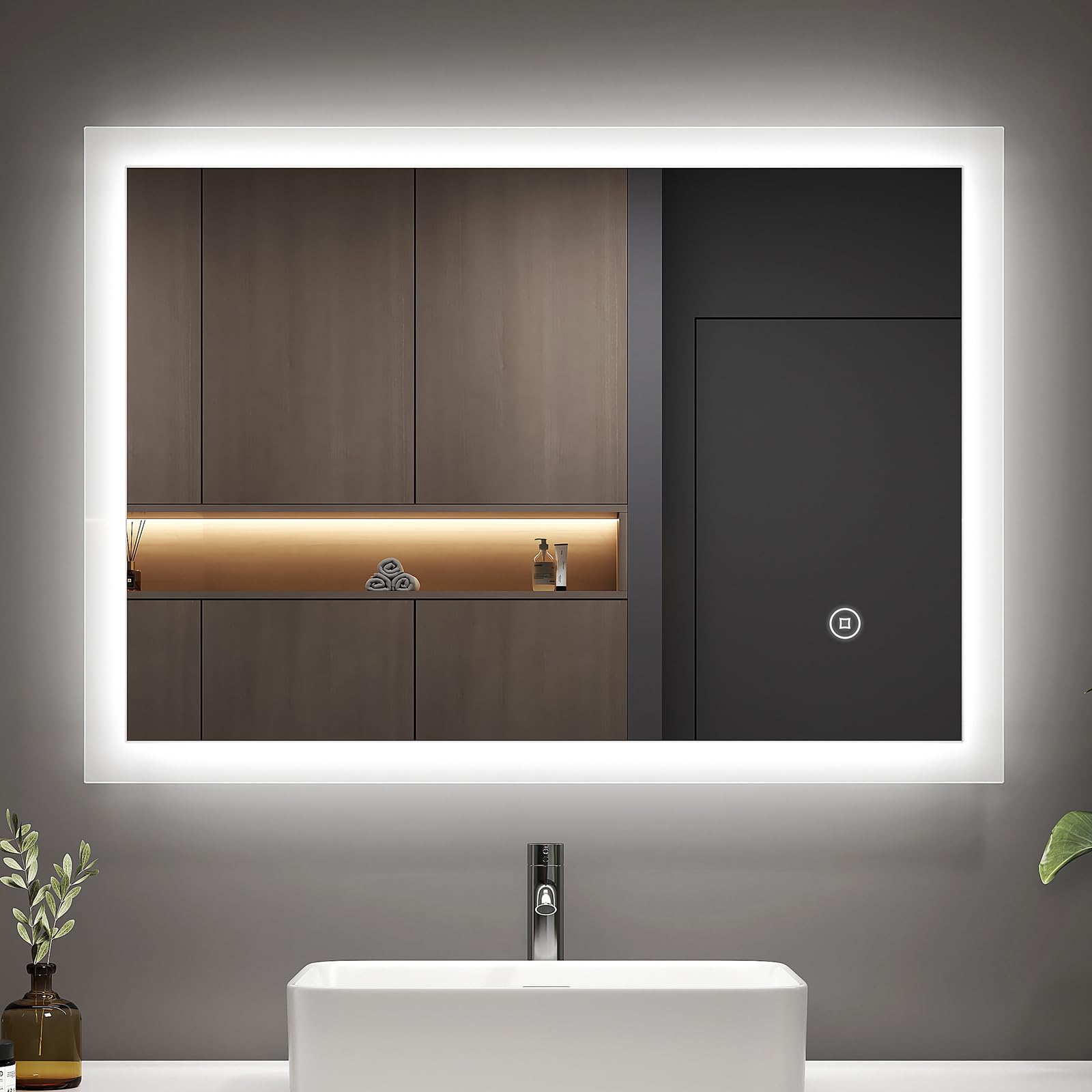 EMKE 500 x 700 mm Illuminated LED Bathroom Mirror LED Mirrors Light with Touch Control Switch + Demister