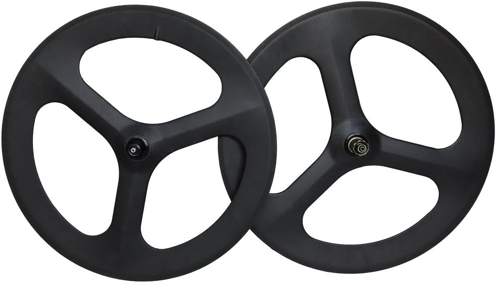 Luckiss Carbon Fiber Tubular 700c Tri Spoke Road Bike Wheelset With Matte 3k Weave Finish