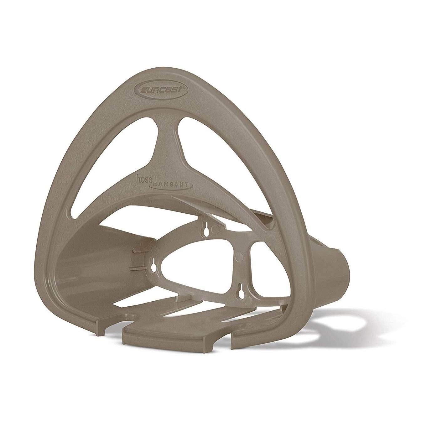 Photo 1 of Suncast Hangout HH150 Outdoor Wall Mounted Durable Resin Garden Hose Holder with Accessories Shelf, Designed for 150 Foot Garden Hoses, Taupe, 1 Pack