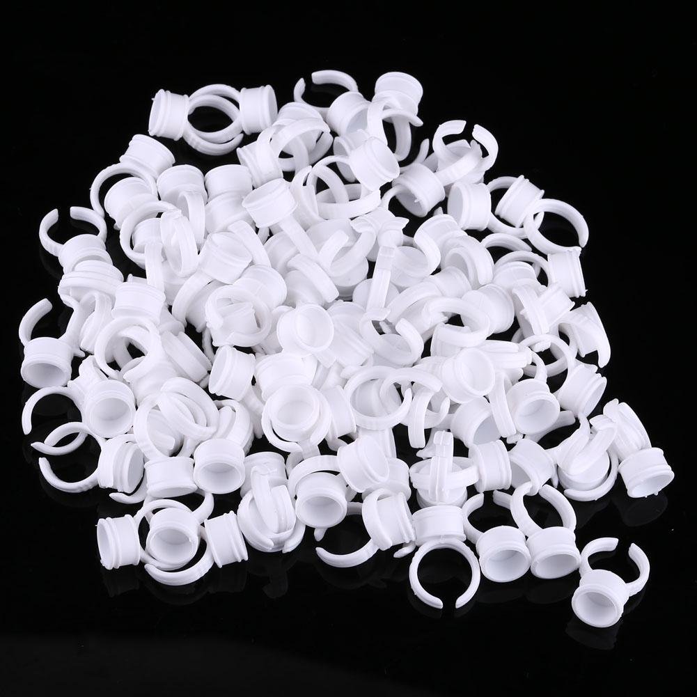 Tattoo Ink Cups 100pcs Disposable Makeup Rings Eyebrow Lip Tattoo Pigments Holder Container Makeup Tool(Medium Without Divider)