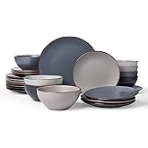 Famiware Venus Ceramic Plates and Bowls Sets, Speckled Dinnerware Dish Sets for 8 (24 Pieces) - Microwave and Dishwasher Safe, Matte Multi-color