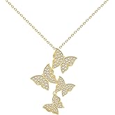 MAARRING Butterfly Earring Necklace Bracelet Set - 14K Gold Plated Dainty Butterfly Jewelry Set with Cubic Zirconia, Birthday Bar Mitzvah Gifts for Women | Color: Gold/White Gold/Rose Gold