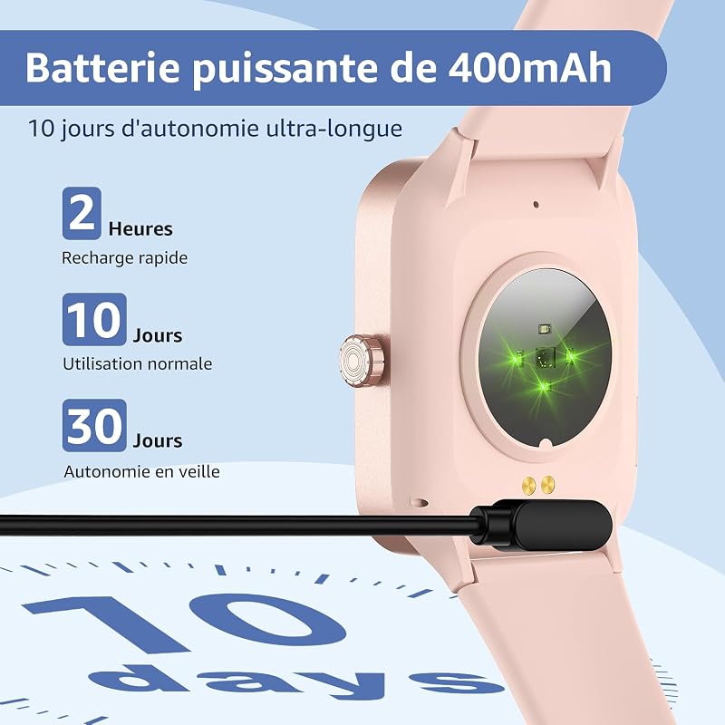 Montre Connectée Homme Femme avec Appel Bluetooth, 1,95" Écran Tactile Smartwatch Fitness Tracker avec Sommeil Cardiofréquencemètre, 140+ Modes Sportifs, IP68 Étanche pour Android iOS, Rose — photo 3 sur 6