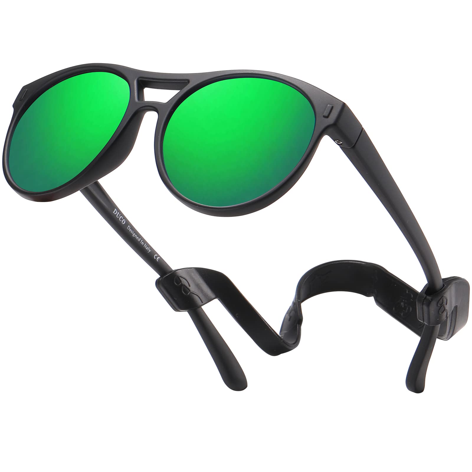 Photo 1 of DUCO Sunglasses for Kids Boys Girls UV Protection Vintage Flexible Safety Polarized Sun Glasses with Strap DK030