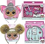 LOL 18-Pc Girl's Hair Accessory Kit & Add-A-Charm Toy Jewelry Box with 2 Cute Headbands Pink