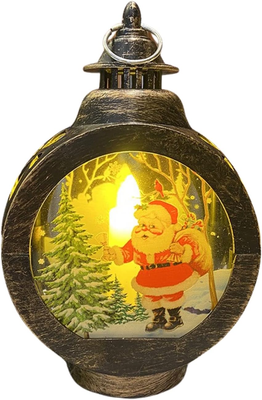 Snow Globes - MSUIINT Christmas Snow Globe Lantern, Battery Operated Lighted Swirling Glitter Water Lantern, Sparkling Crystal Circle Around The Snowman Families Tabletop Lantern for Xmas Home Decor, Santa Claus