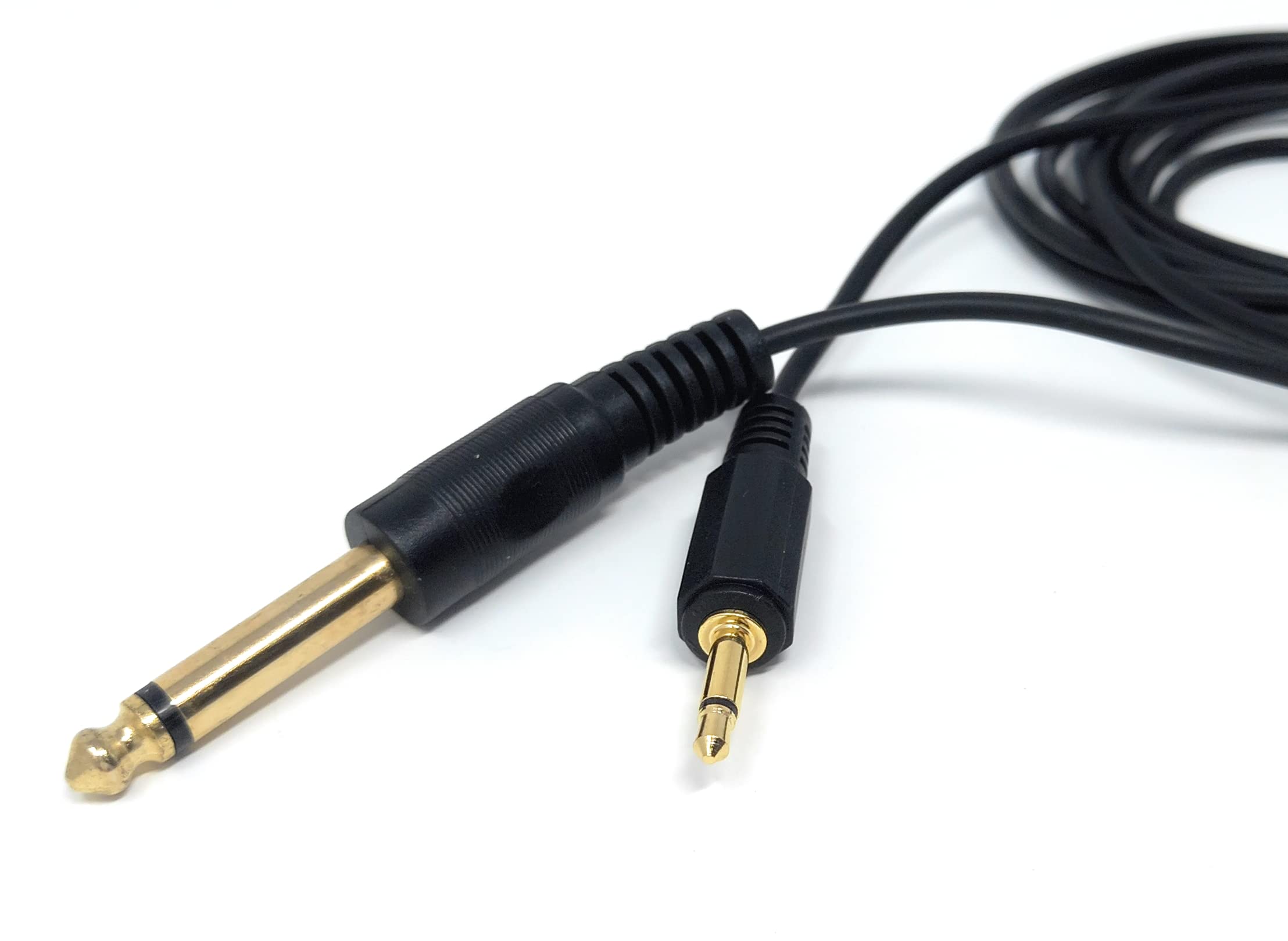 DRUT 2m 3.5mm MONO Jack to 6.35mm MONO Jack Plug Audio TS Coax Cable Lead, Male to Male Gold Flashed Ends 6.5ft